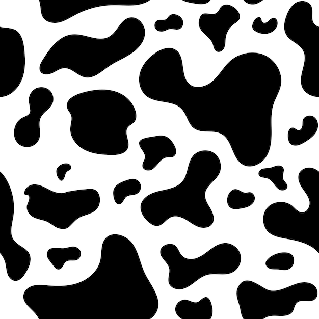 Peau De Vache Noire Et Blanche De Modèle Sans Couture. Illustration Vectorielle.