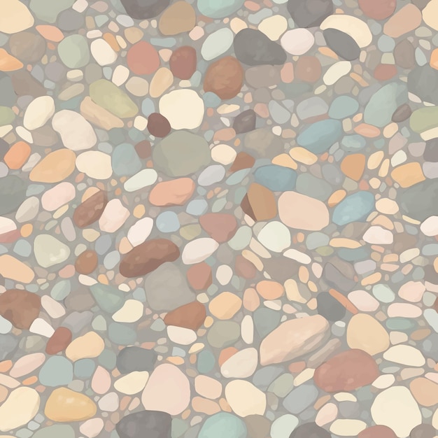 Vecteur pebble stones ou pavés minimalistes seamless texture pattern illustration de peinture dessinée à la main