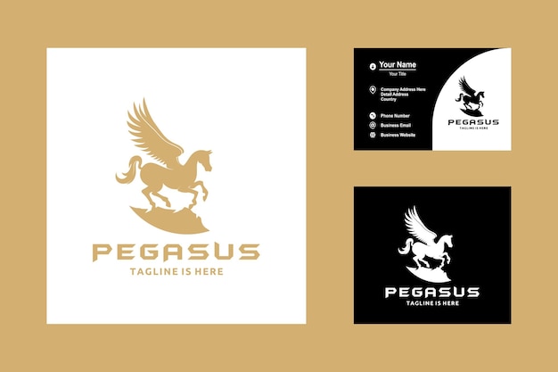 Pegasus Majestic Mythical Greek Winged Horse Icon Logo Vector Design Sur Fond Blanc