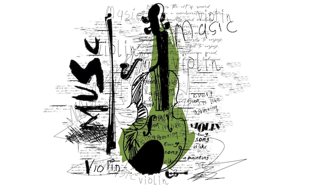 Peint Avec Des Coups De Pinceau Image De Violon D'une Musique Dans Le Style Graffiti Image D'un Violon De Graffiti