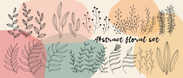 Peinture abstraite avec des fleurs set 1
