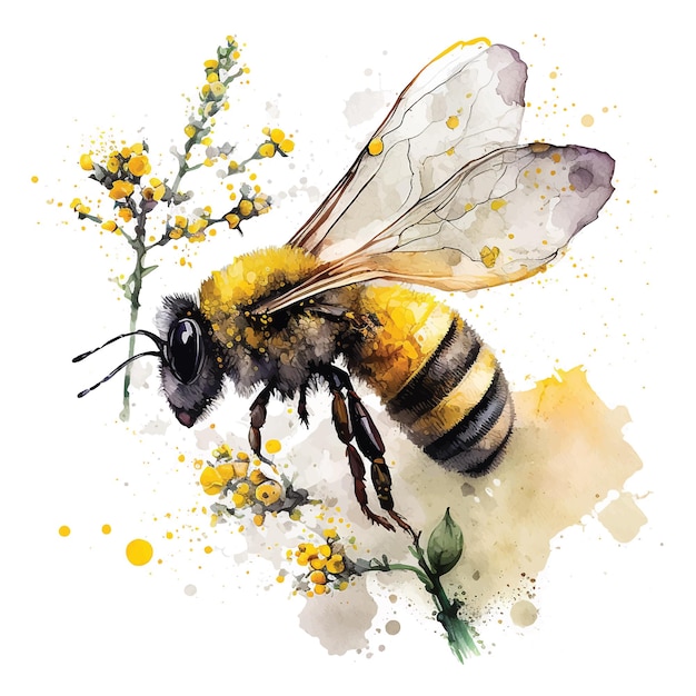 Peinture Aquarelle Belle Abeille Vecteur Gratuite