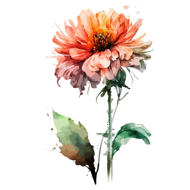 Peinture à l'aquarelle d'une fleur avec une tige verte.