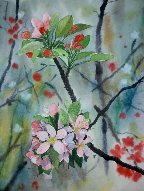 Peinture à l'aquarelle de fond de belle fleur