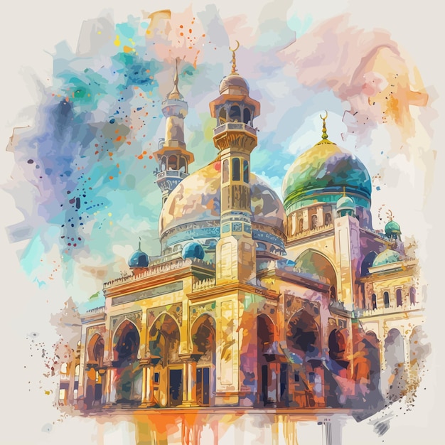 Vecteur peinture à l'aquarelle islamique