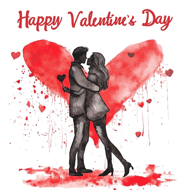 Peinture aquarelle Joyeuse Saint-Valentin