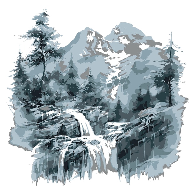 Peinture à l'aquarelle de montagnes