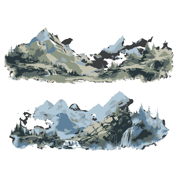 Peinture à l'aquarelle de montagnes