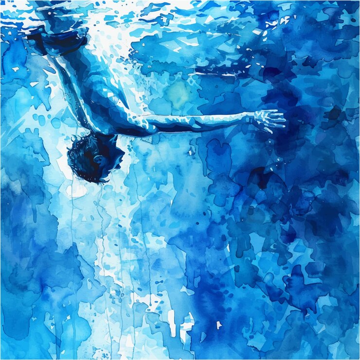 Vecteur peinture à l'aquarelle de plongée