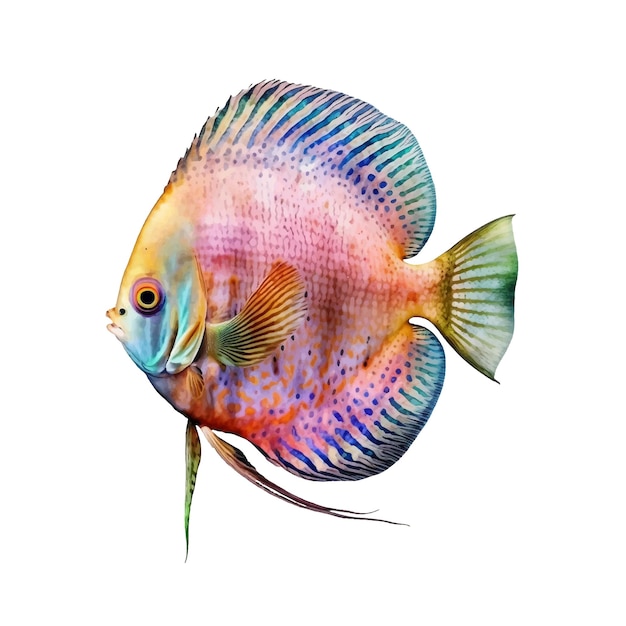 Peinture aquarelle poisson Discus