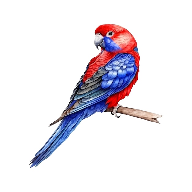 Peinture aquarelle Rosella cramoisie