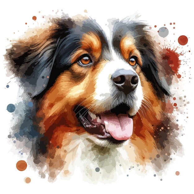 Peinture à L'aquarelle D'une Tête De Chien