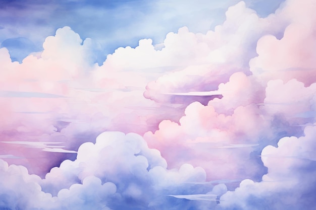 Une Peinture D'un Avion Volant Dans Le Ciel Avec Des Nuages.