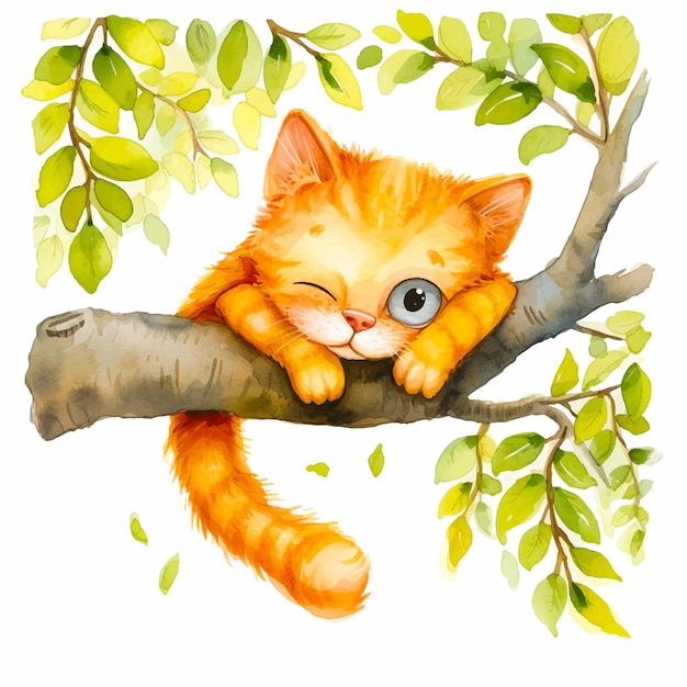 Peinture D'un Chat Sur Un Arbre