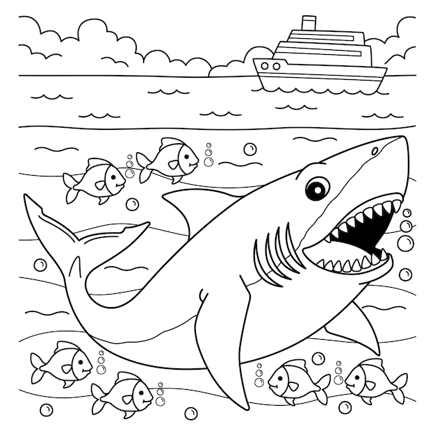 Vecteur peinture du grand requin blanc pour les enfants
