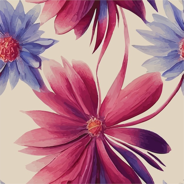 peinture à l'eau motif de fleurs rouge violet