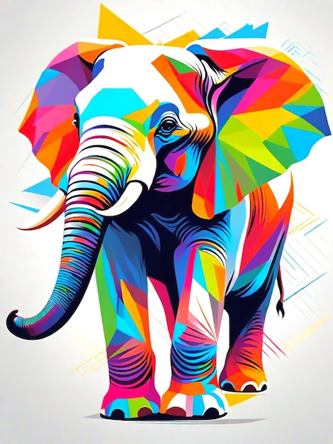 Vecteur une peinture éléphant colorée