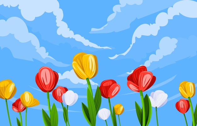 une peinture de fleurs avec les mots tulipes dessus