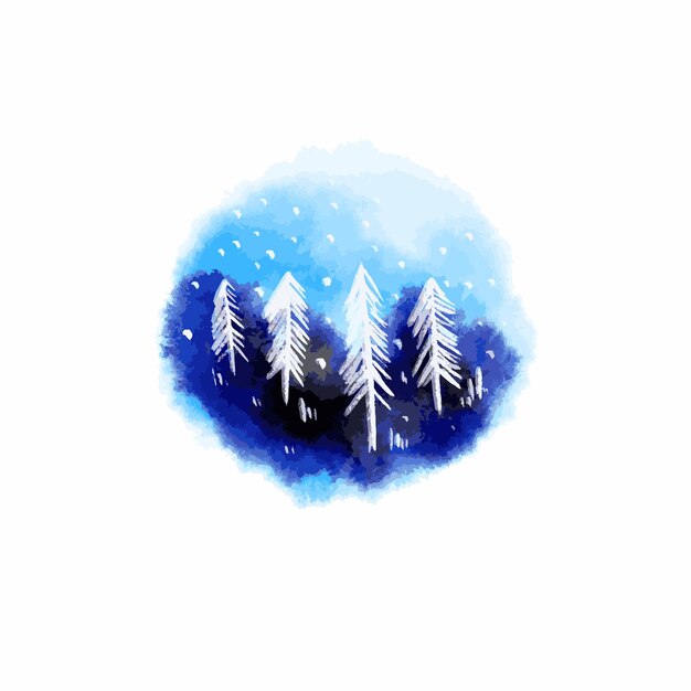 Peinture D'hiver à L'aquarelle. Illustration Vectorielle Du Concept Moderne Saisonnier Dessiné à La Main Avec Arbre De Noël.