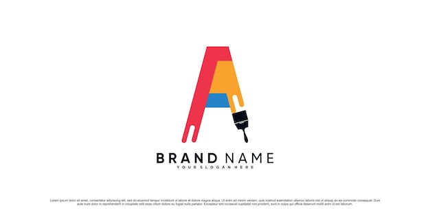 Vecteur peinture icône logo design lettre initiale a avec élément de brosse et concept créatif vecteur premium