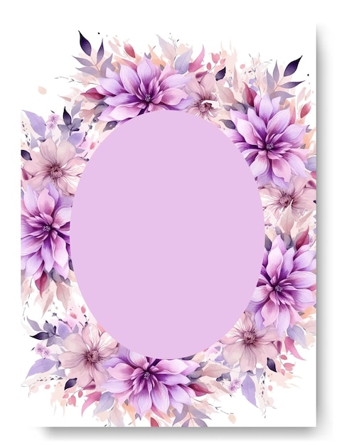 Peinture à La Main D'un Arrangement Floral De Lotus Violet Sur Le Fond De L'invitation De Mariage