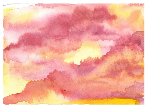 Peinture à La Main Coucher De Soleil Dramatique Ciel Nuageux Fond Aquarelle