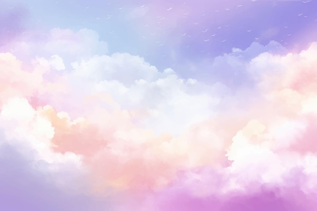 une peinture de nuages avec un oiseau volant dans le ciel
