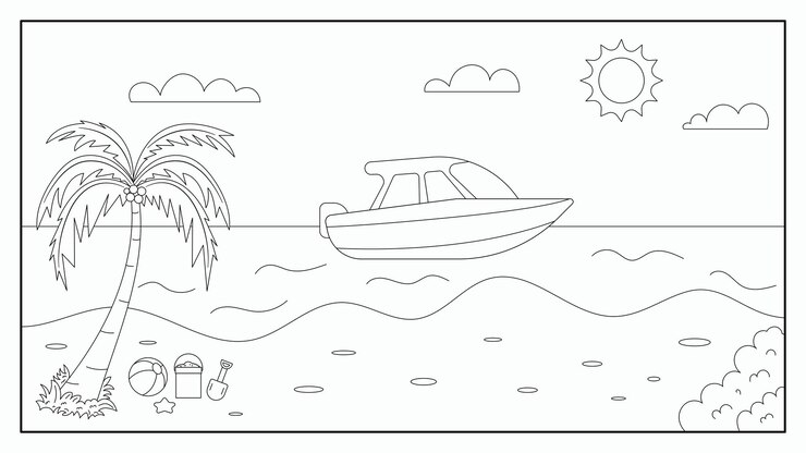 Peinture de page d'illustration de Speed Boat pour enfant