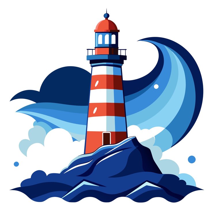 Vecteur une peinture d'un phare avec les mots phare dessus