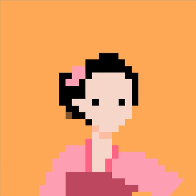 Peinture à pixels Caractère Beauté traditionnelle en rose