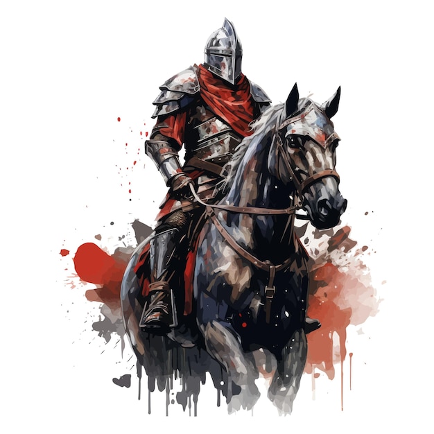 Une peinture représentant un chevalier à cheval