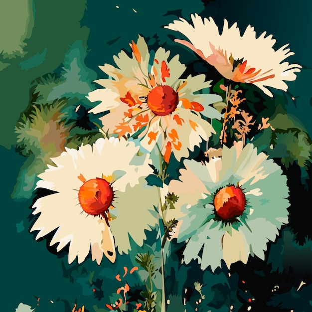 Vecteur peinture vectorielle de fleurs abstraites