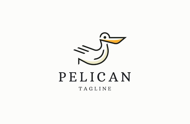 Pelican Oiseau Logo Icône Modèle De Conception Illustration Vectorielle Plane