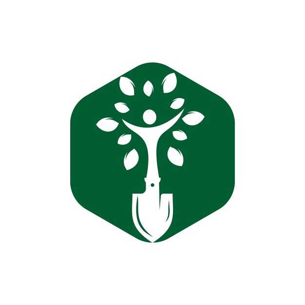 Pelle avec création de logo vectoriel arbre humain