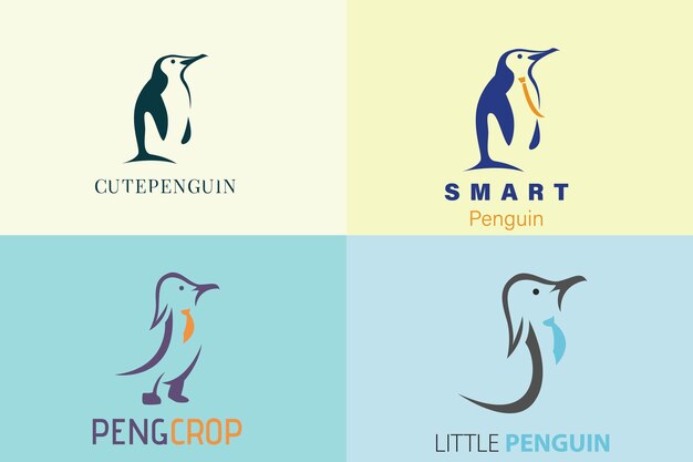 Penguin avec conception de logo vectoriel à cravate conception de logo vector à pingouin conception vectorielle d'icône à pingouins