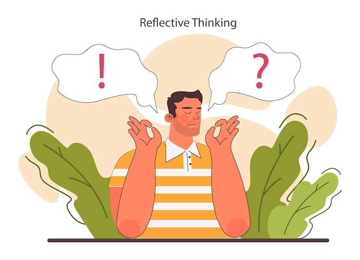 Vecteur pensée réfléchie aptitude à la pensée critique à réfléchir aux expériences