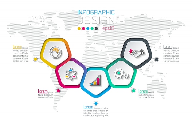 Les Pentagones Marquent L'infographie En 5 étapes.