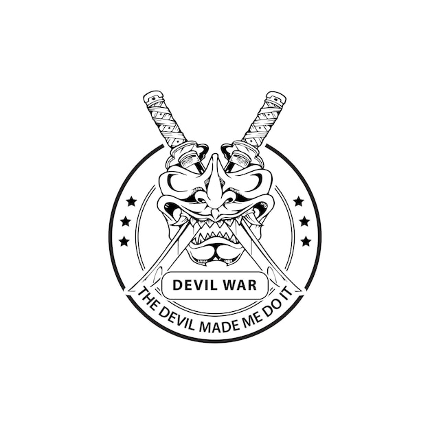 Pentagram Devil Warrior Vintage Retro Gaming Logo Design Templet