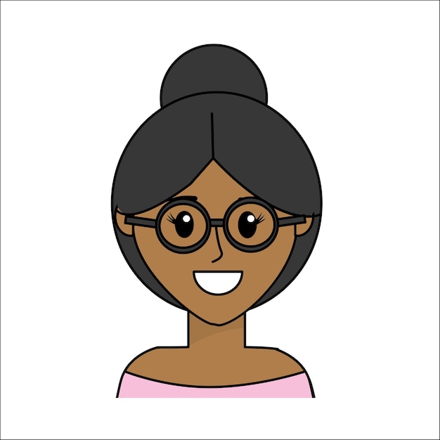 People, Visage Heureux Femme Avec Lunettes Icon