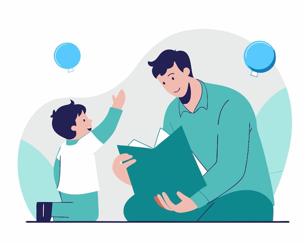 père et fils pour l'illustration de la fête des pères