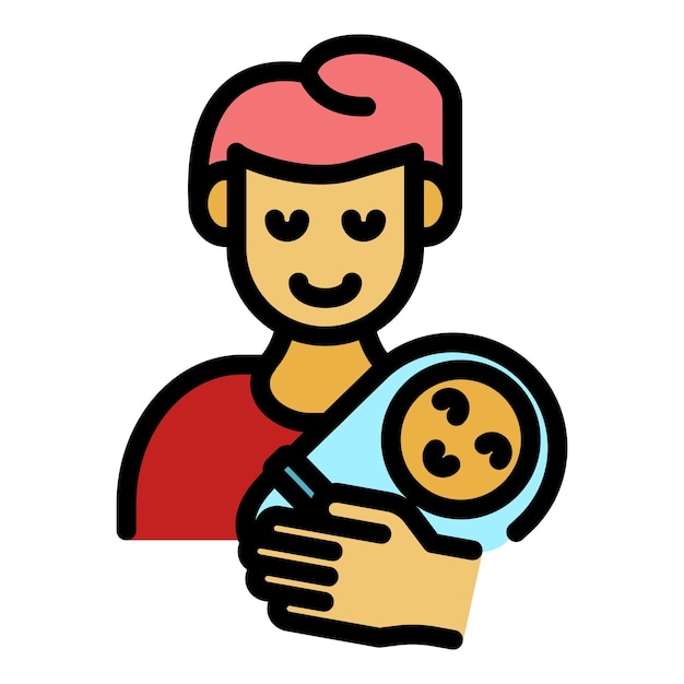 Vecteur père avec icône de bébé enfant contour père avec icône vectorielle de bébé enfant couleur plate isolée