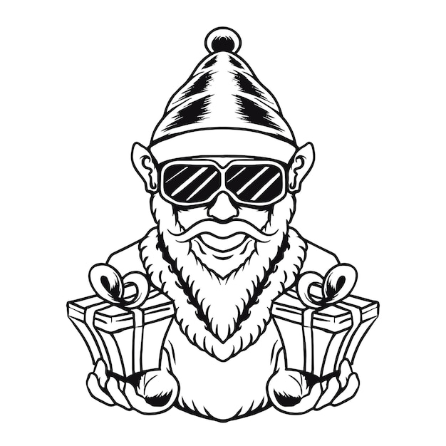 Le Père Noël Apporte Des Cadeaux Premium Vector Illustration Tshirt Design