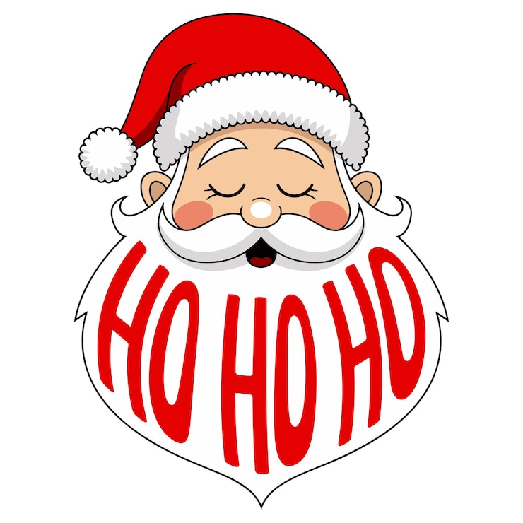 Vecteur père noël avec une expression joyeuse et un texte festif ho ho ho dans un style d'art vectoriel vibrant