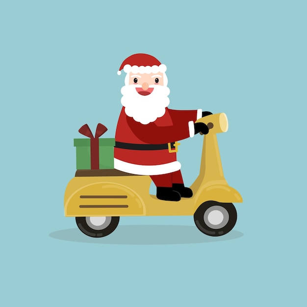 Le Père Noël Livre Des Cadeaux Sur Un Scooter