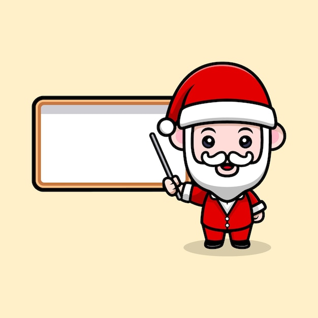 Père Noël Mignon Avec Personnage De Mascotte De Dessin Animé De Tableau Blanc