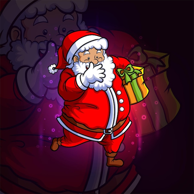 Le Père Noël Offre La Conception De Logo Esport Cadeau D'illustration