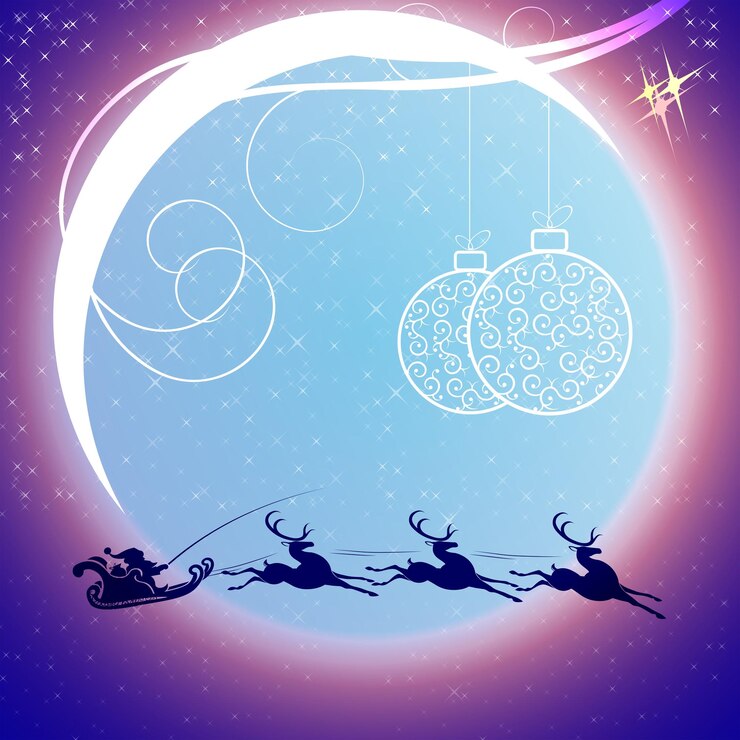 Vecteur père noël sur traîneau avec des cerfs