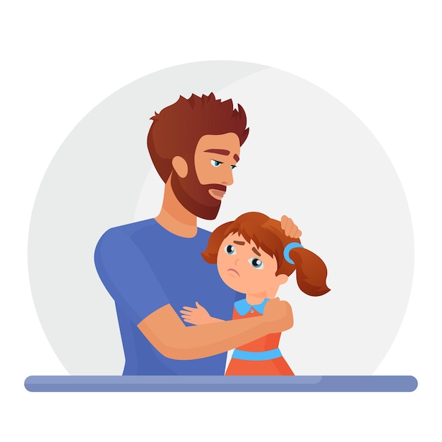 Père soutenant sa fille triste