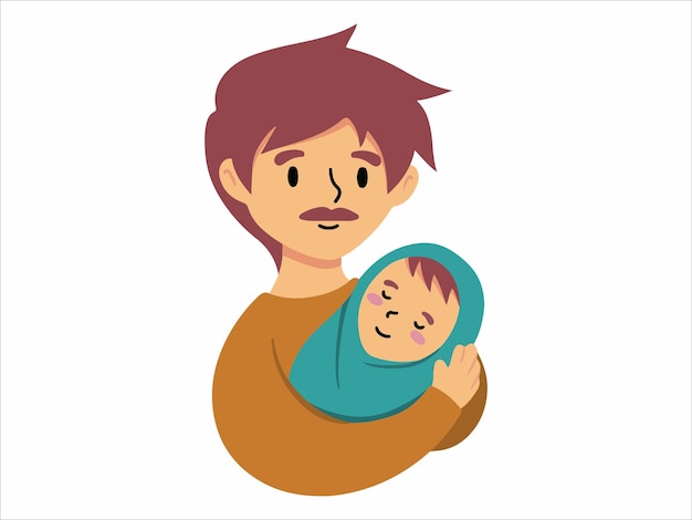 Père tenant bébé ou avatar icône illustration