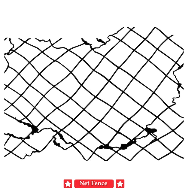 Périmètres à motifs Silhouettes vectorielles uniques de clôture de réseau pour projets graphiques